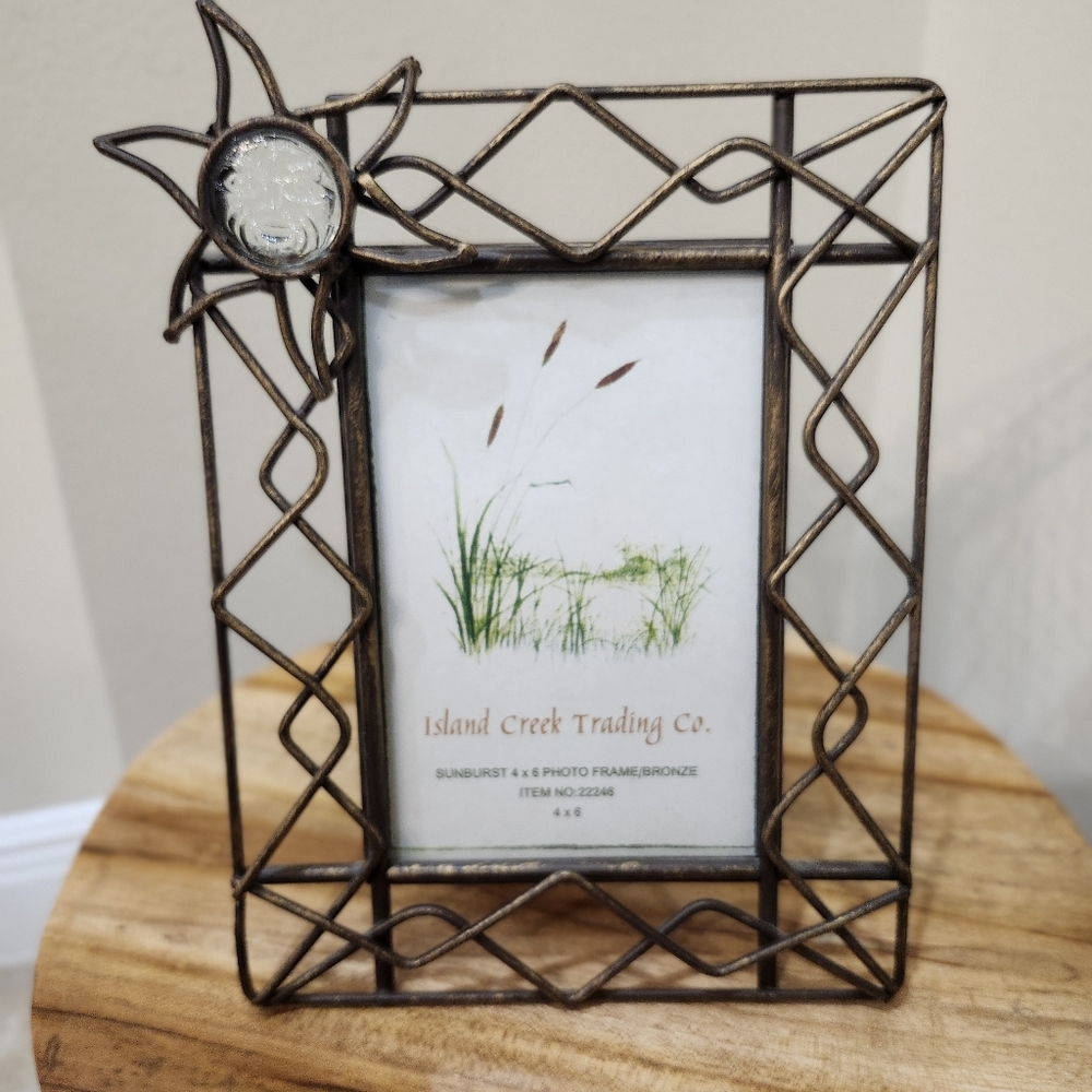 4x6 Bronze Metal Photo Frame Sunburst Design